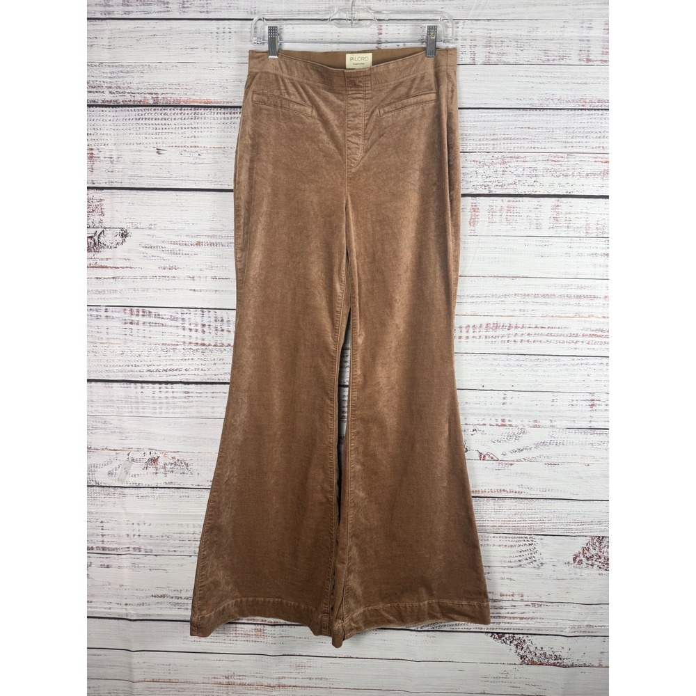 Pilcro Velvet Flare Pants Brown Wide Leg Y2K Boho - Picture 2 of 5